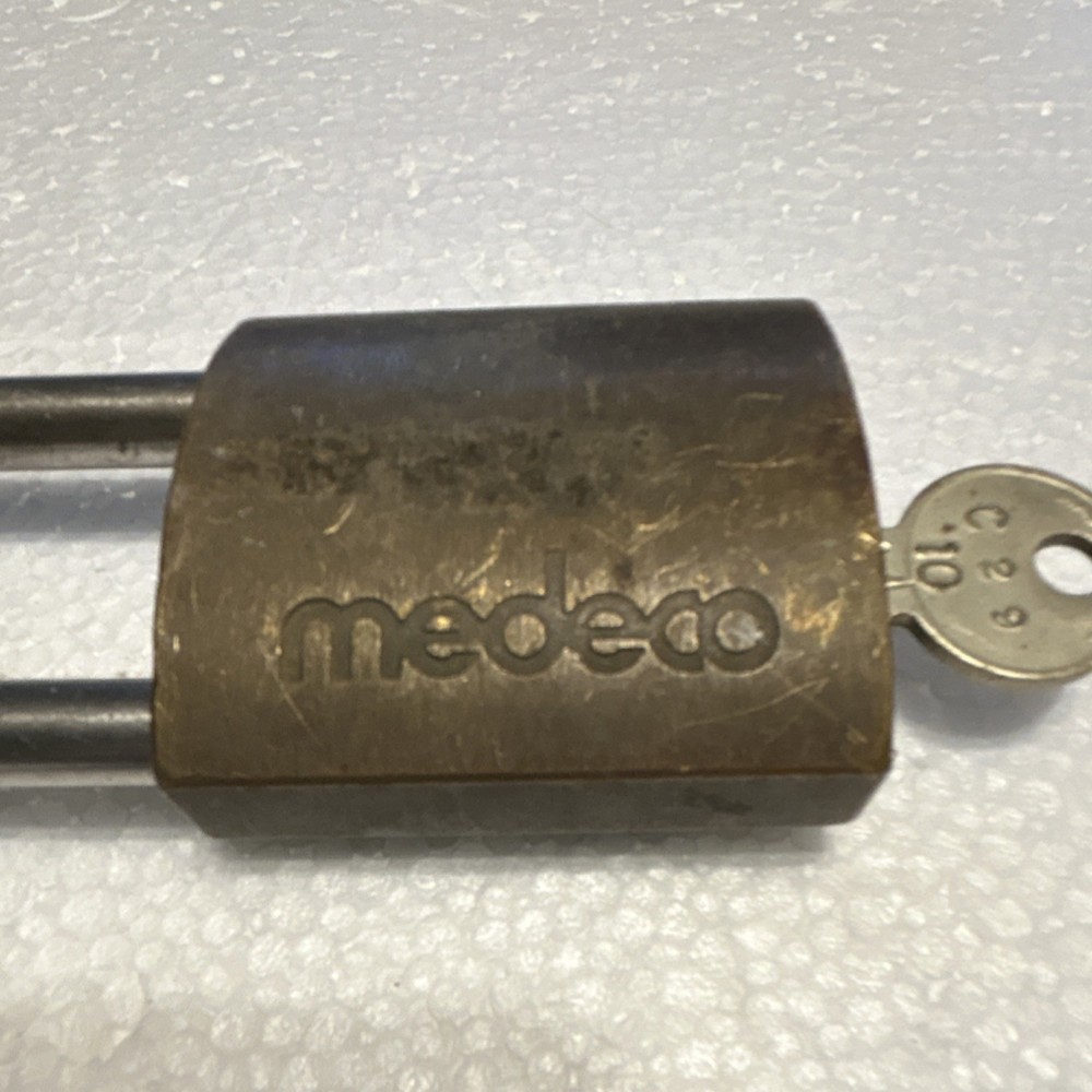 Vintage Medeco Brass Padlock With key C29 10
