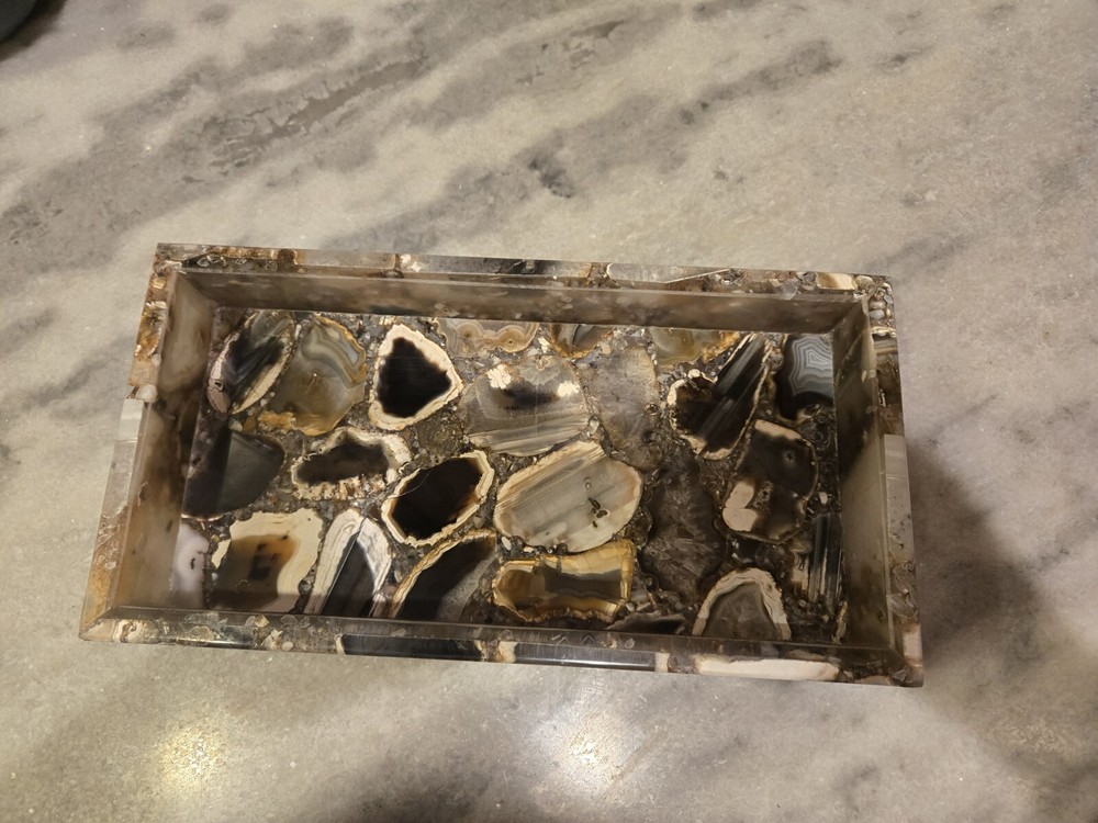 12"x6" Agate Handcrafted Serving Kitchen Bathroom Tray