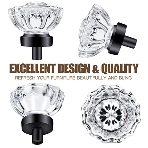 8 Pcs Glass Knobs Vintage Crystal Glass Drawer Pulls Knobs Dresser Knob Cabinet