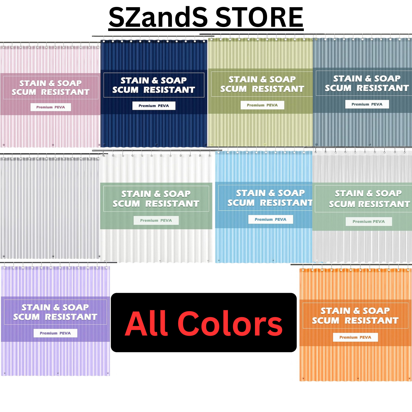 Long Shower Curtain 72 x 84 or 72 X 72 Plastic Shower Liner PEVA - Waterproof