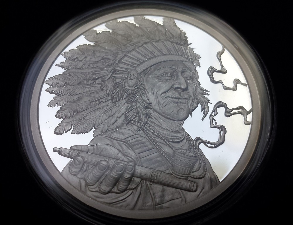 2019 Peace Pipe 1 oz. Silver Shield Mini Mintage Proof Medallion