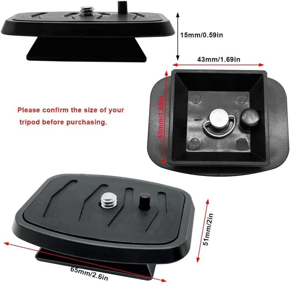 2 Pack 41mm and 43mm Tripod Quick Release Plate Camera Mounting Adapter, 2 Sizes