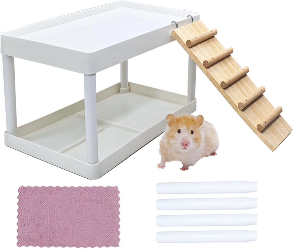 Hamster Cage Platform Plastic Syrian Hamster Platform with Wood Ladder Stand Cli