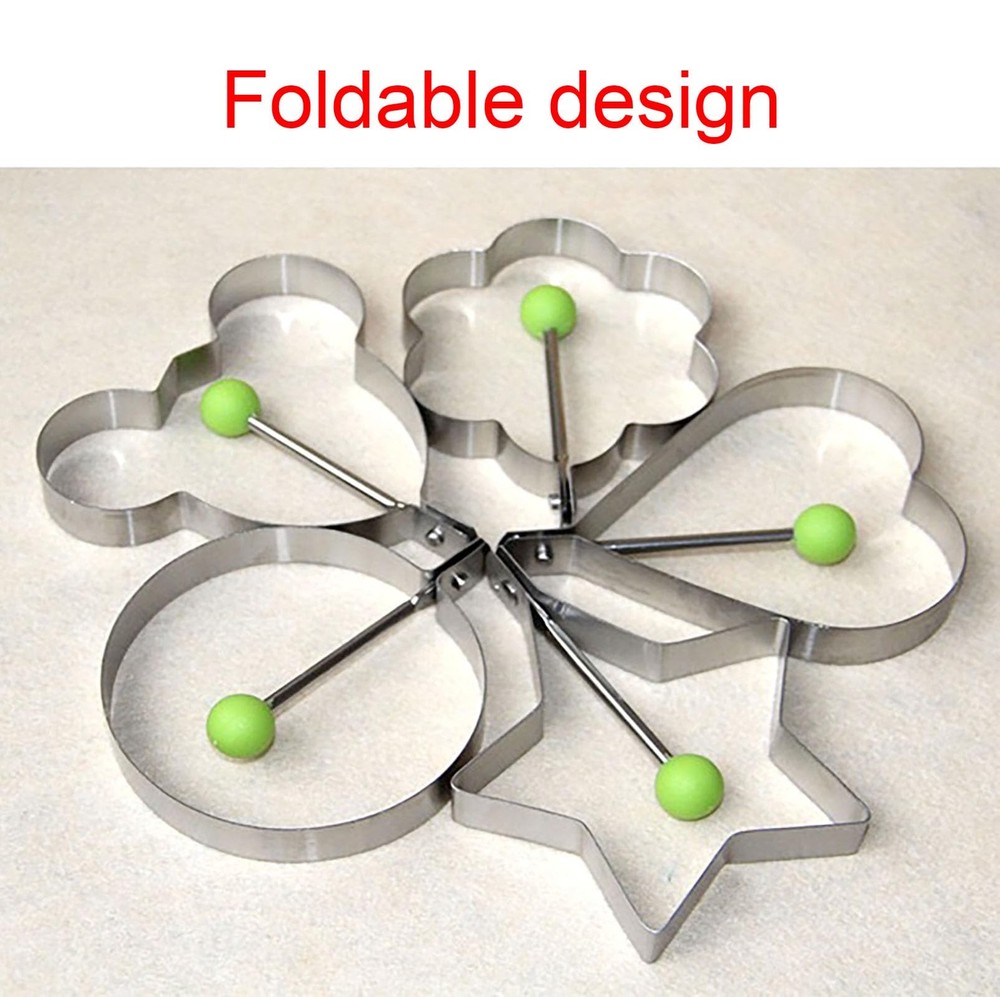 5 Pack Stainless Steel Egg Molds Different Shape Egg Ring Molds for Cooking