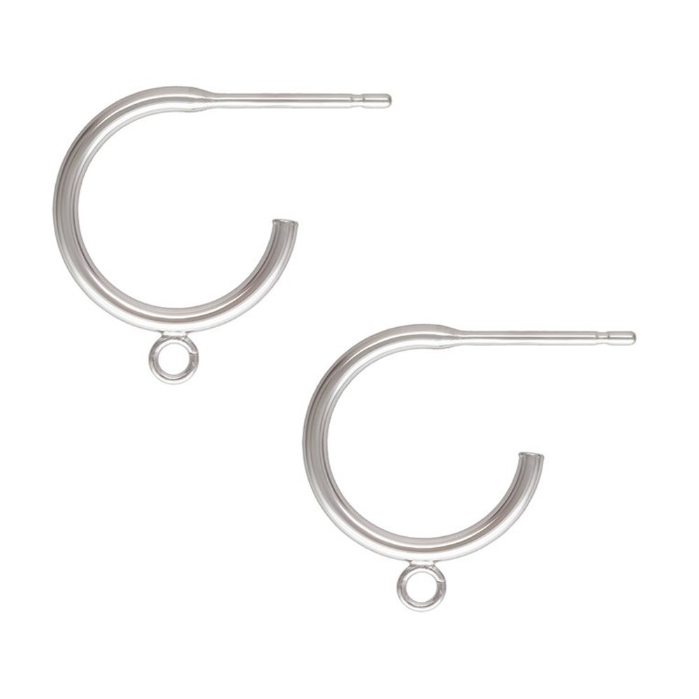 Sterling Silver Single C Shape Hoops with Ring- 12mm (1 Pair)