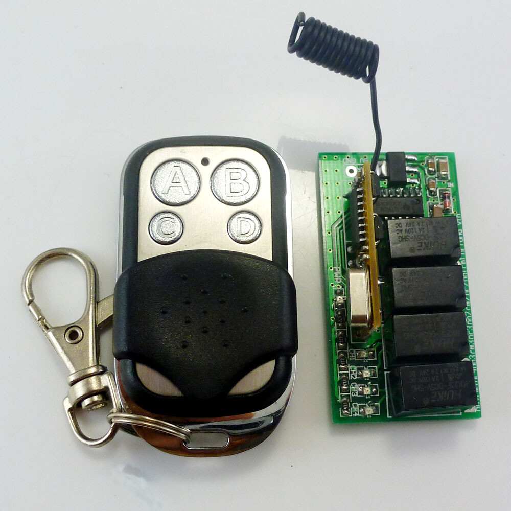 New 433M 4 Way Wireless Microcontroller RF Relay Remote Control Switch