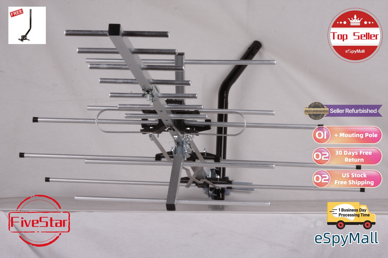 Ultra HD Yagi HDTV Antenna 300 Mile for Strong UHF VHF FM Digital Signals