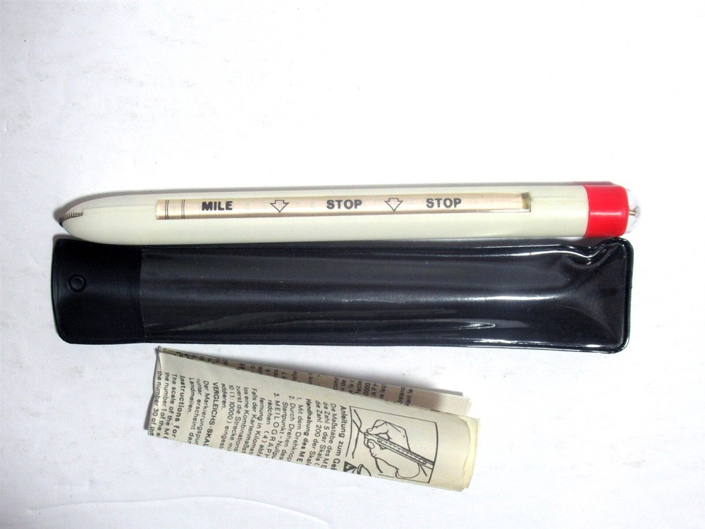 Vtg Meilograph Map Measure & Compass with Case & Instructions