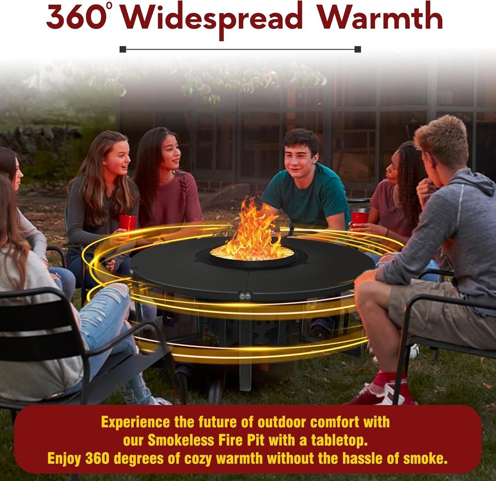 21.6 " Smokeless Firepit with Round Table Top Efficient & Safe Bonfire Fire Pit