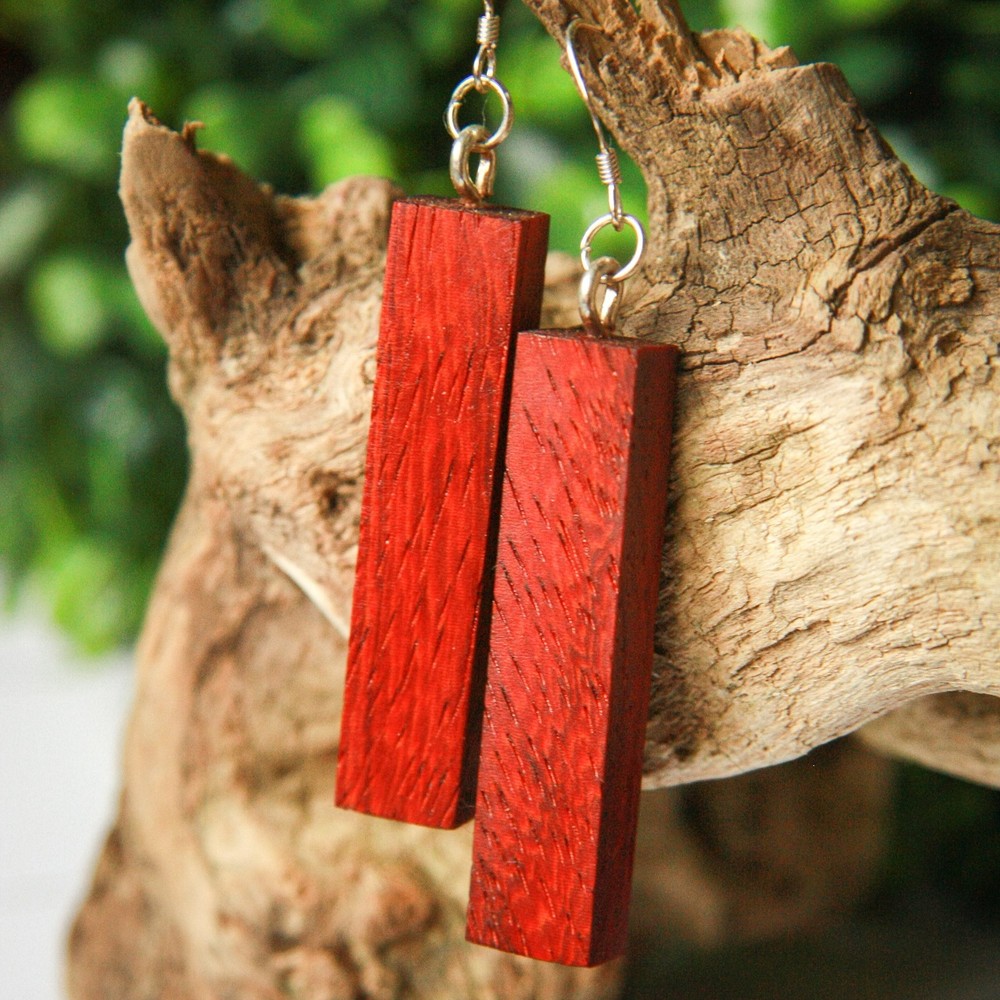 Handmade Padauk Wood Earrings