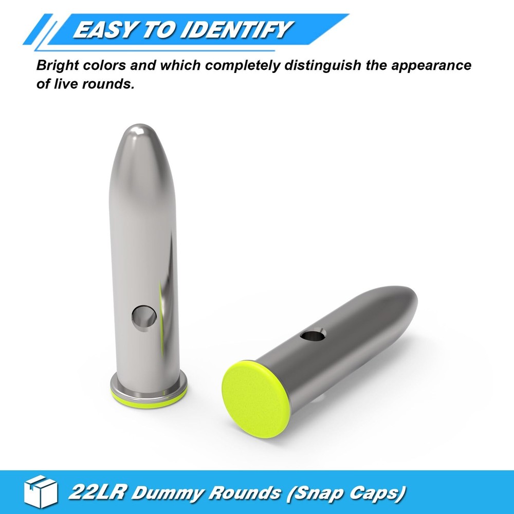 22LR Snap Caps Dummy Rounds - Closed Weight & Precise Size for Safe Firearm T...