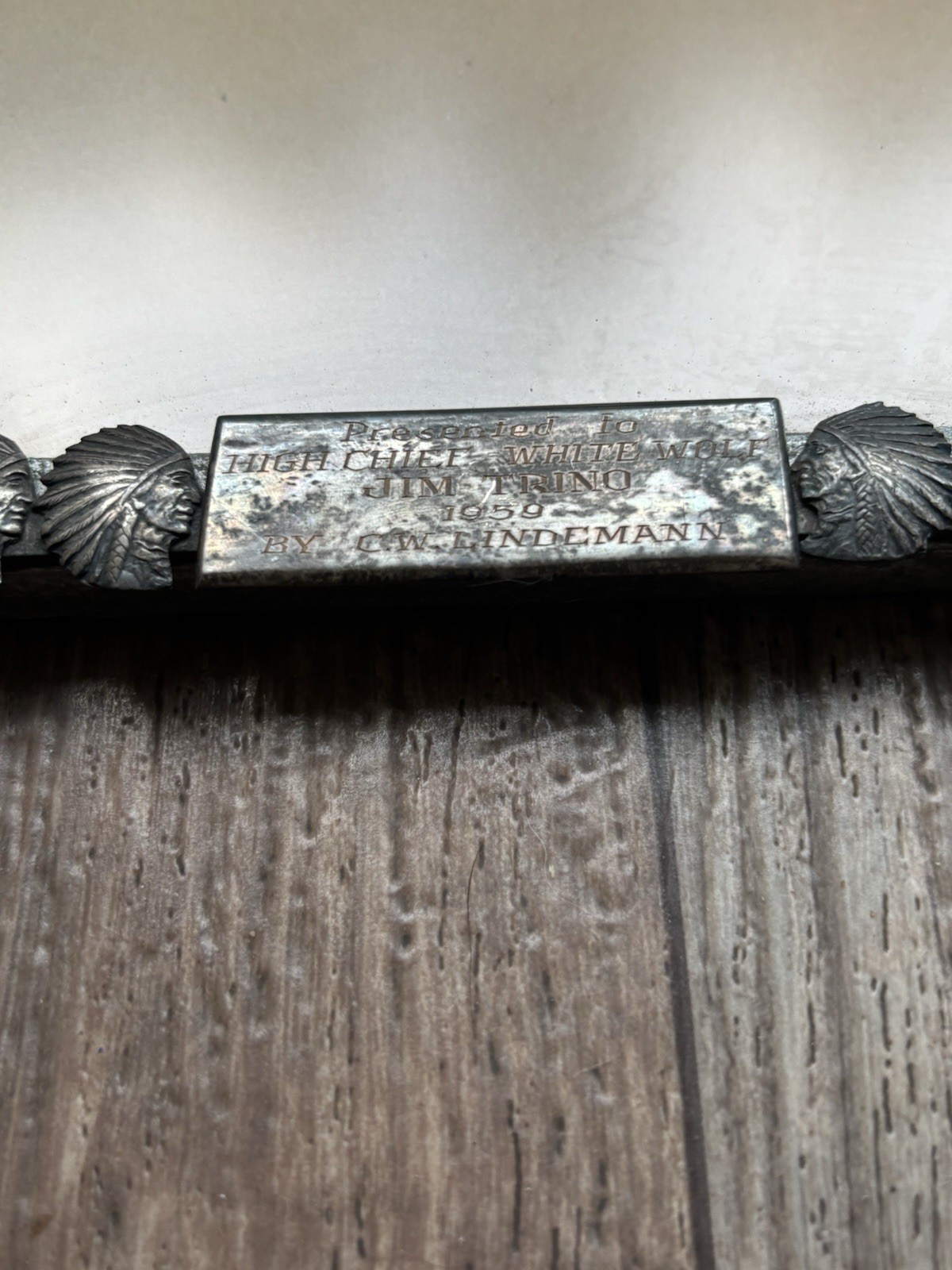 Vtg Rare 1959 Native American Chief Picture Photo Frame High Chief White Wolf