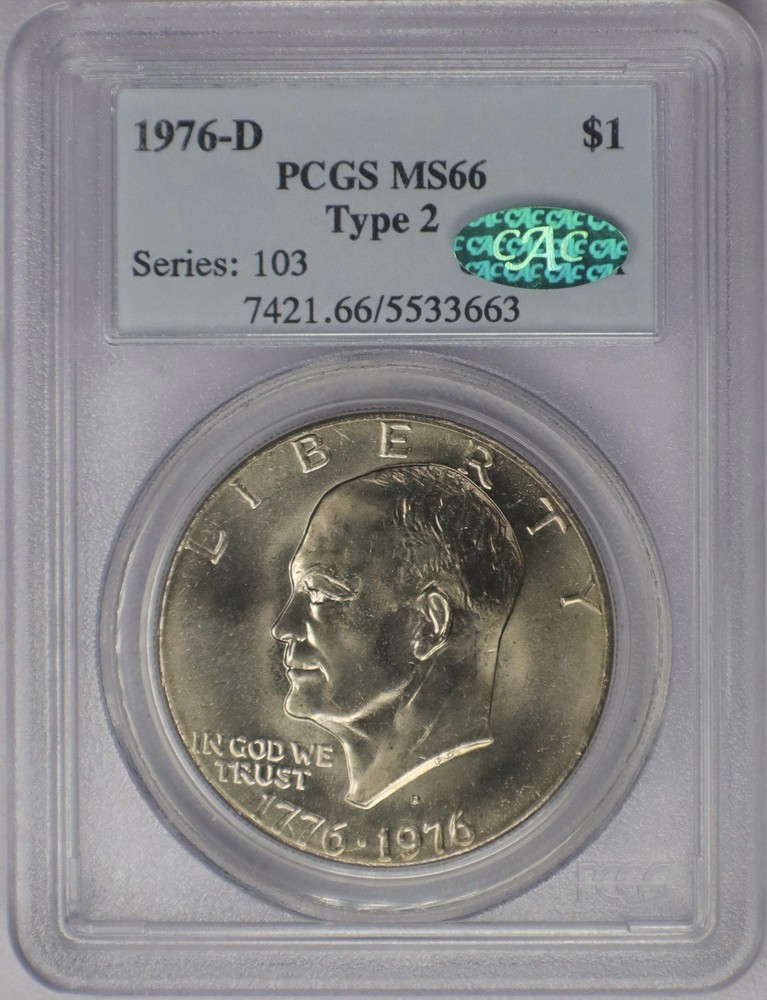 1976-D T2 Eisenhower Dollar - PCGS MS 66 CAC