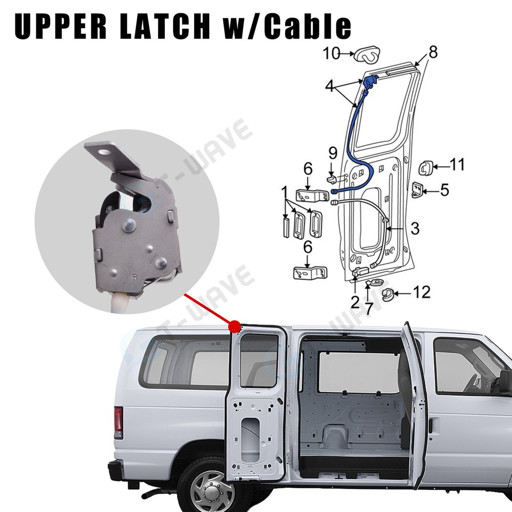 Rear Side 40% Hinged Door Upper Latch for 1992-2019 Ford E150 E250 Econoline Van