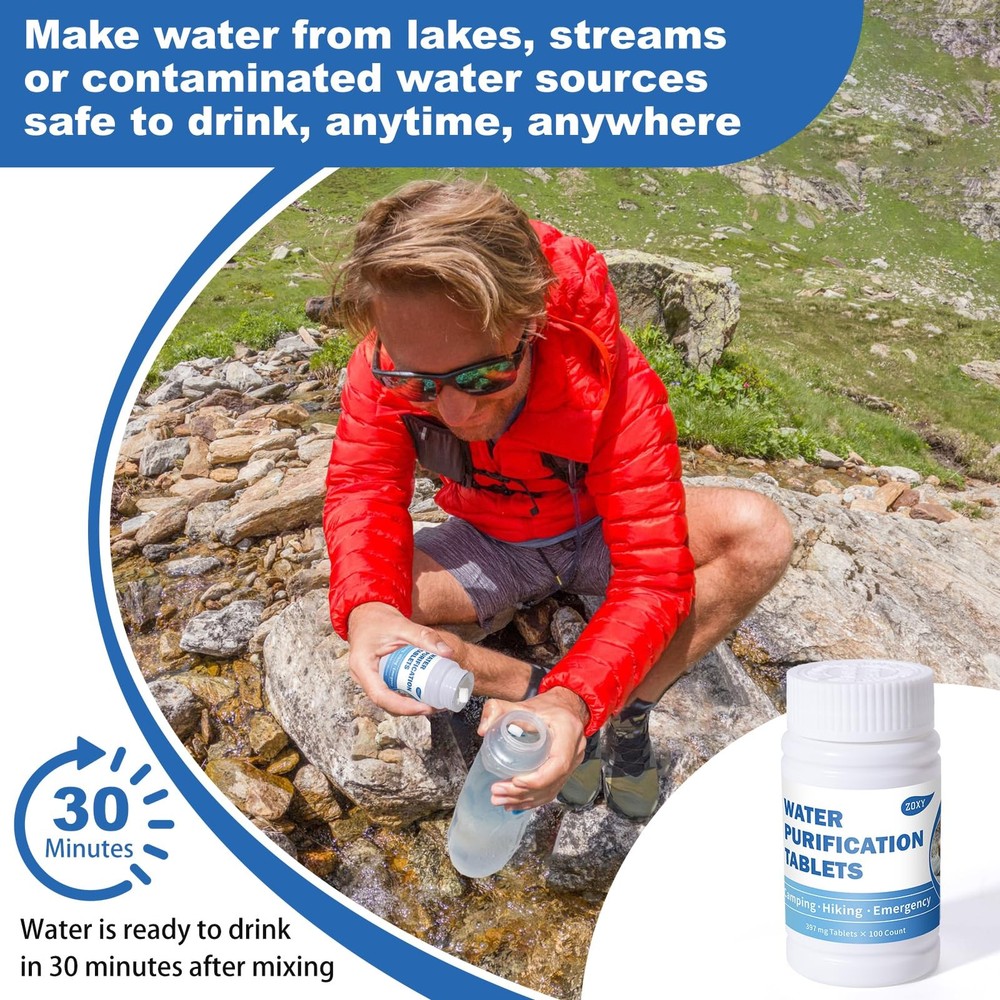 Water Purification Tablets (100 Count) - Water Tablets Purification for Drink...