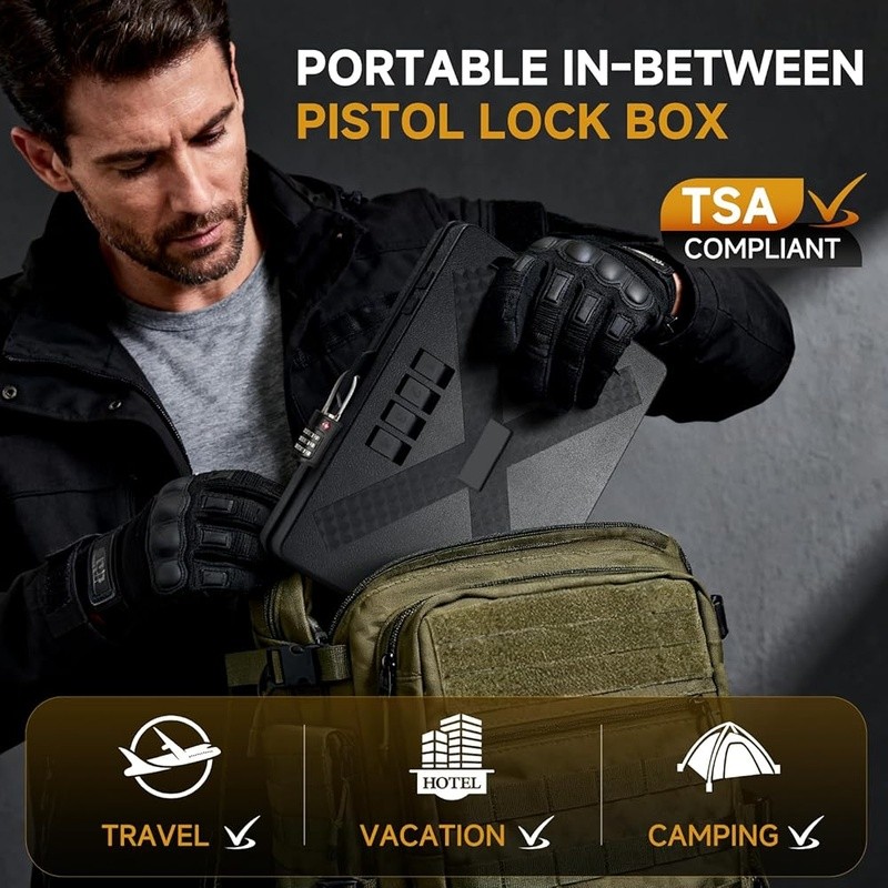 Handgun Safe Mechanical Combination 46 Customized Codes Compact Gun Storage Box