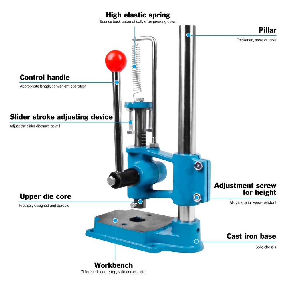 CN SHIP】Lightweight Precision JR32 Plus Manual Press Puncher Machine Round Hand