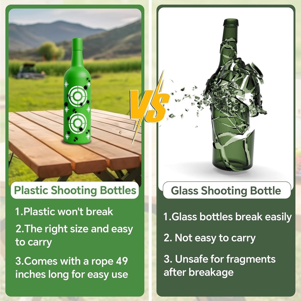 6 Pack Plastic Bottles Shooting Targets, Resetting Targets for Shooting Range...
