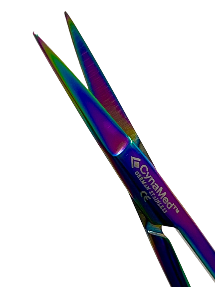 NEW GERMAN IRIS MICRO DISSECTING SCISSORS STRAIGHT 4.5" MULTI RAINBOW TITANIUM