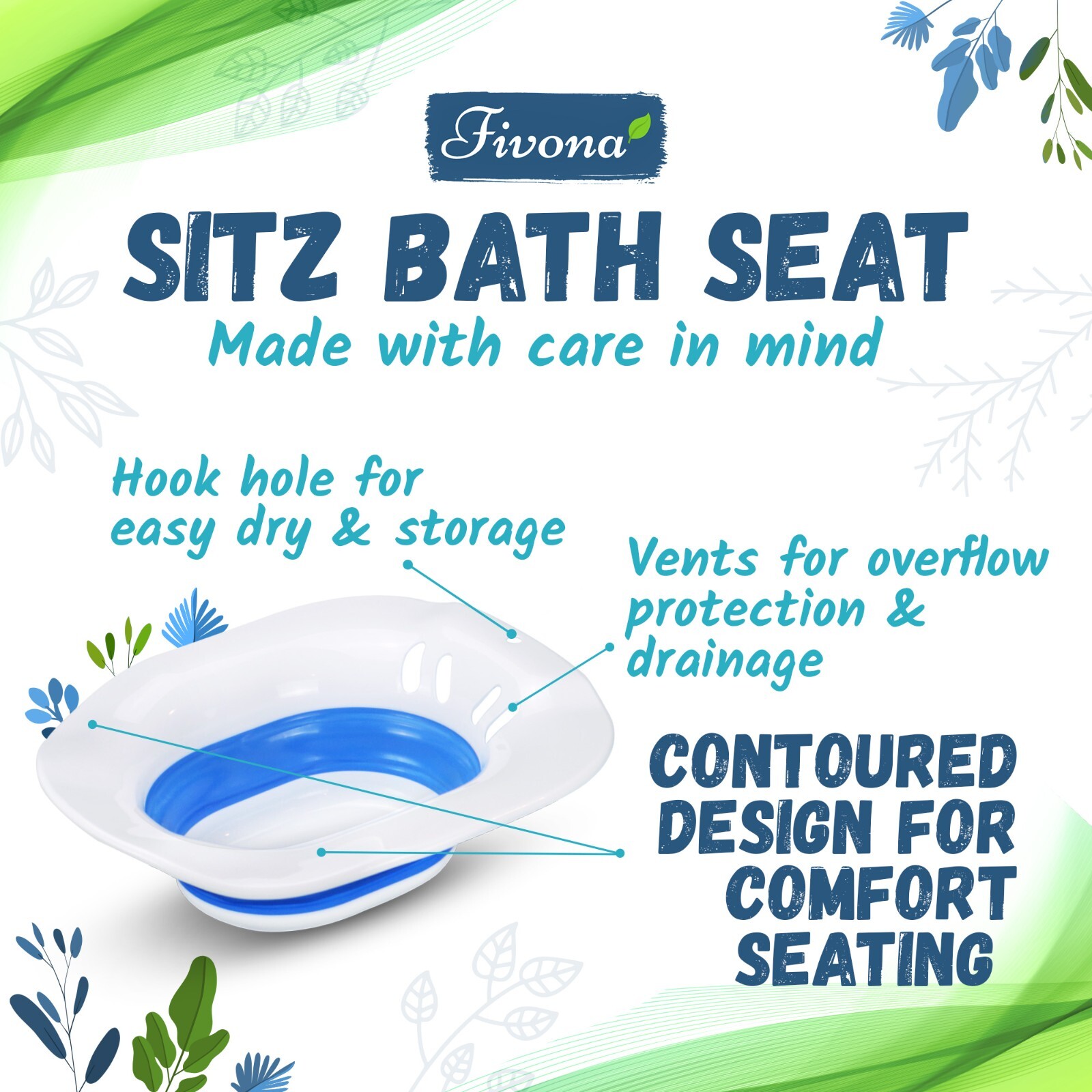 Fivona Unisex Sitz Bath Seat for Soak - Hemorrhoid, Fissure, Postpartum Care