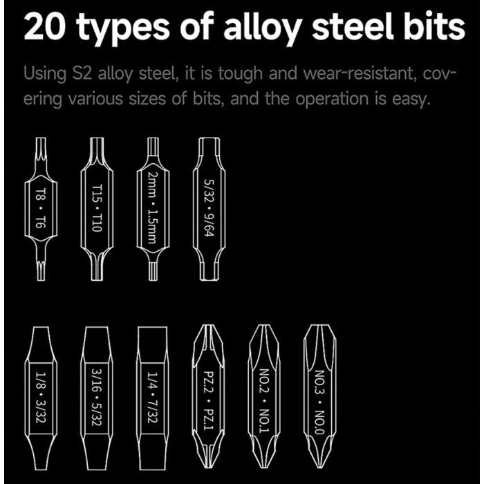 NexTool Multi Tool Bit Kit 10 2-Ended Bits For Flagship Captain / Pocket Tool E1