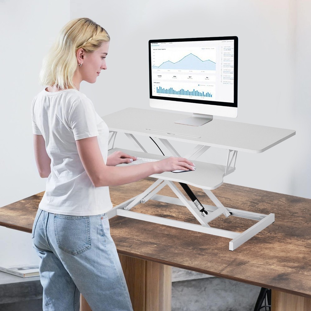 37" Home Office Desk Riser Adjustable Standing Desk Converter Adjustable