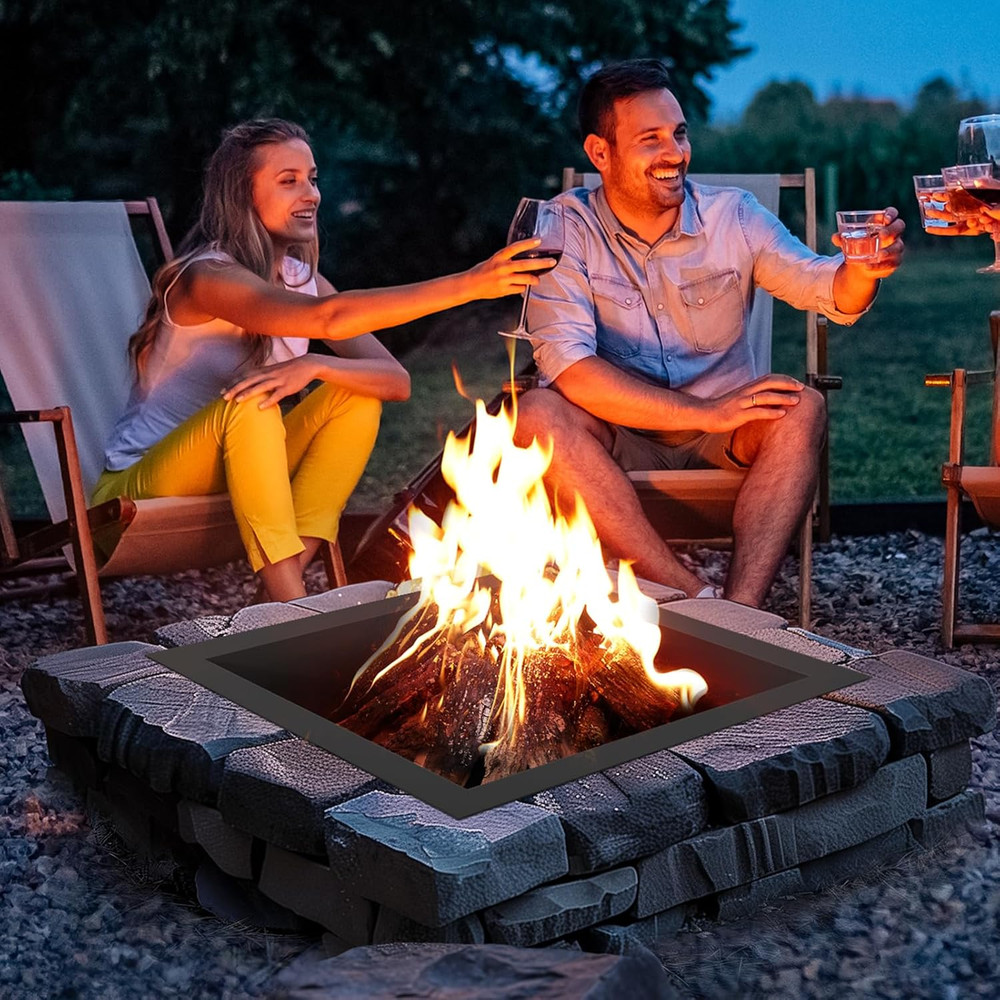 Heavy Duty 42" Square Fire Pit Ring Insert for Camping & Bonfires
