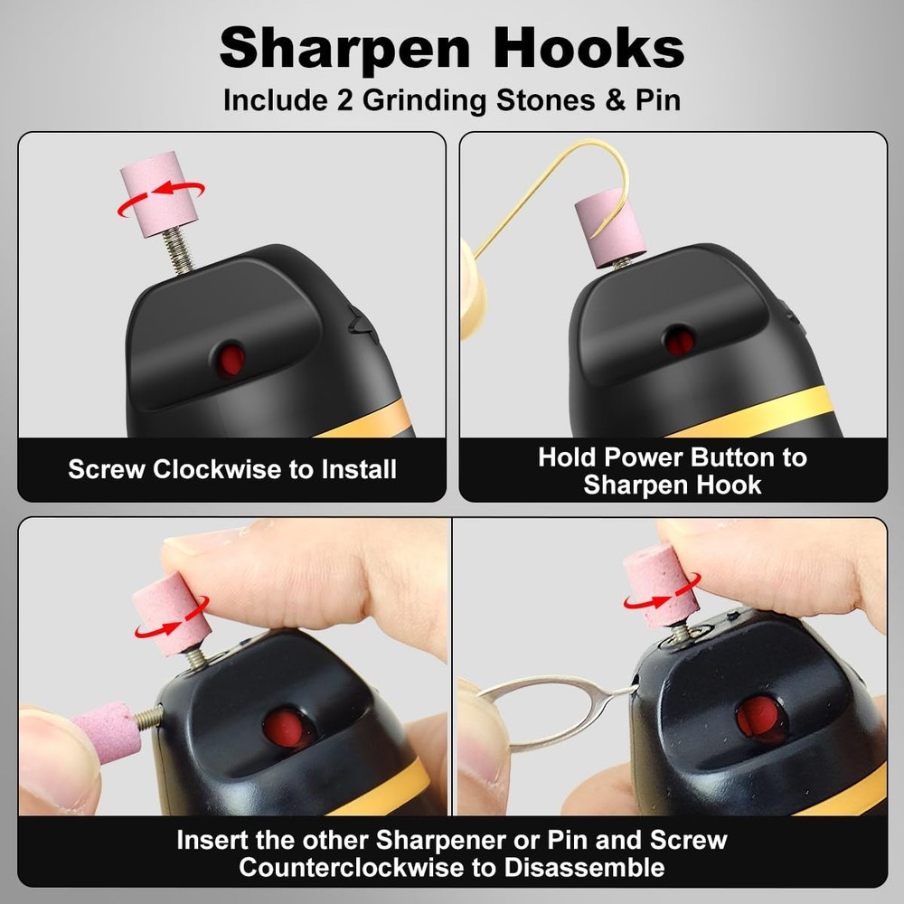 Fishing Line Stripper & 6"Scissors Kit Built-in Electric Hook Sharpener Portable