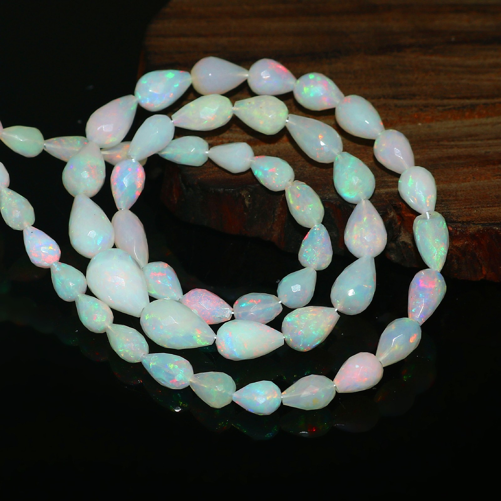 Top Quality Opal Beads Faceted Teardrop Rainbow Opal Beads Gift For Dad 511