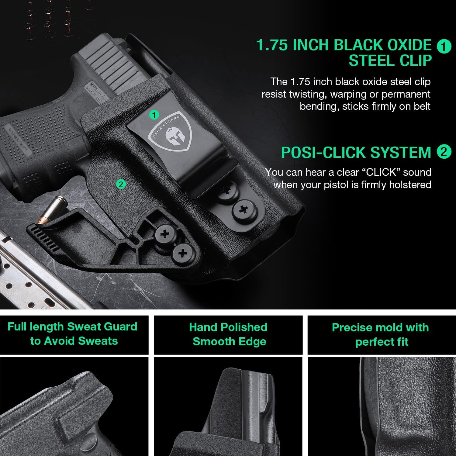 IWB Kydex Holster For Glock 26 (Gen3-5)/Glock 27/Glock 33(Gen3-4) Right Hand