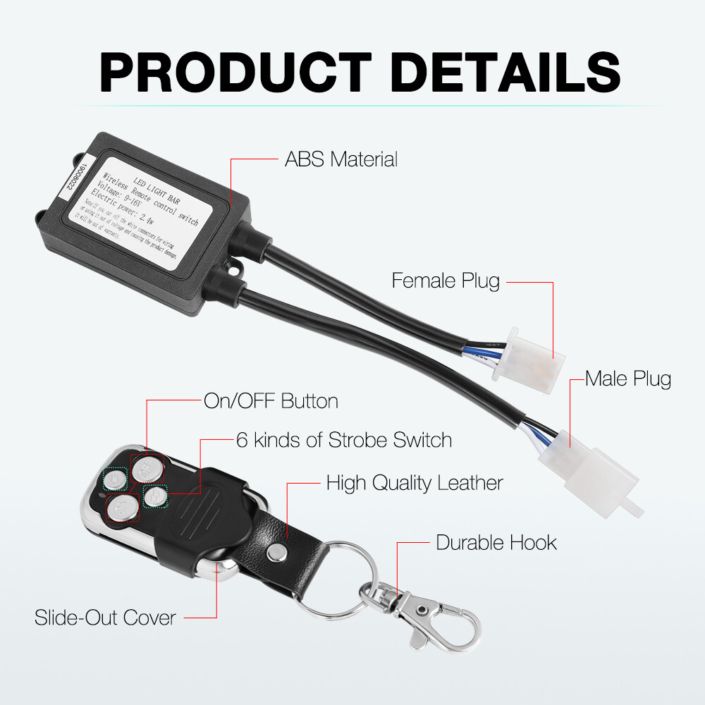 Strobe Switch Wireless Remote Control For Wiring Harness Kit LED Light Bar 12V
