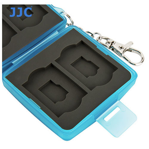 JJC MC-10B Memory Card Case fits 2 SD 2 MSD 2 SIM 2 Micro SIM 2 Nano SIM Blue +