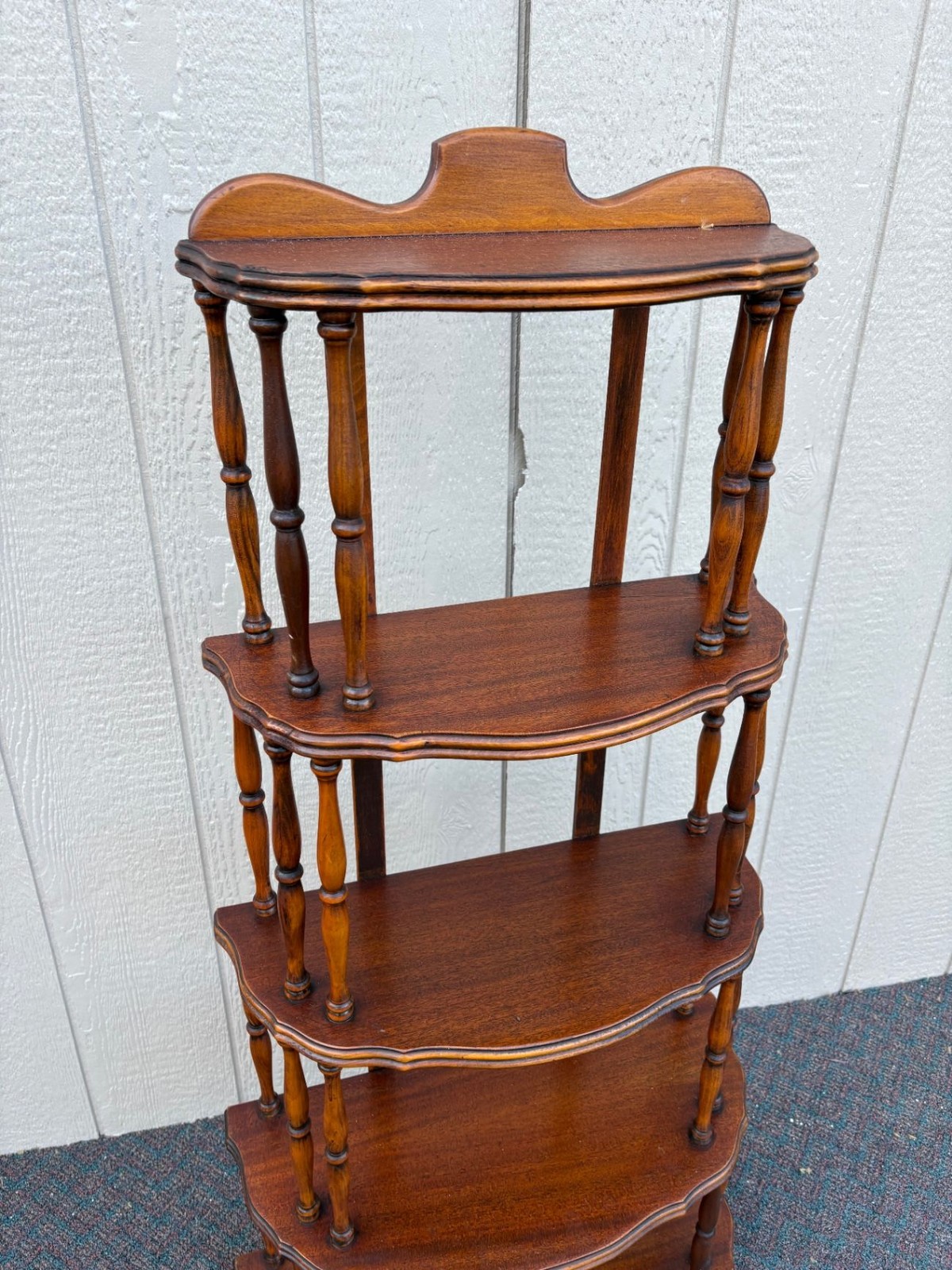 67560 Vintage Mahogany Whatnot Etagere Display Shelf with Turned Supports