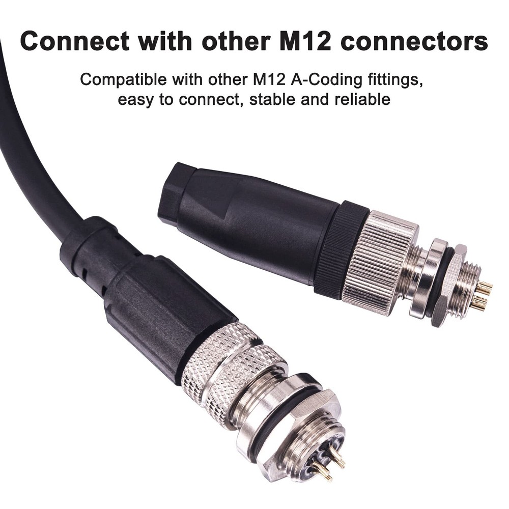 M12 Panel Type Male Socket Connector 8 Pin Aviation Panel Back Mount Wire Cable