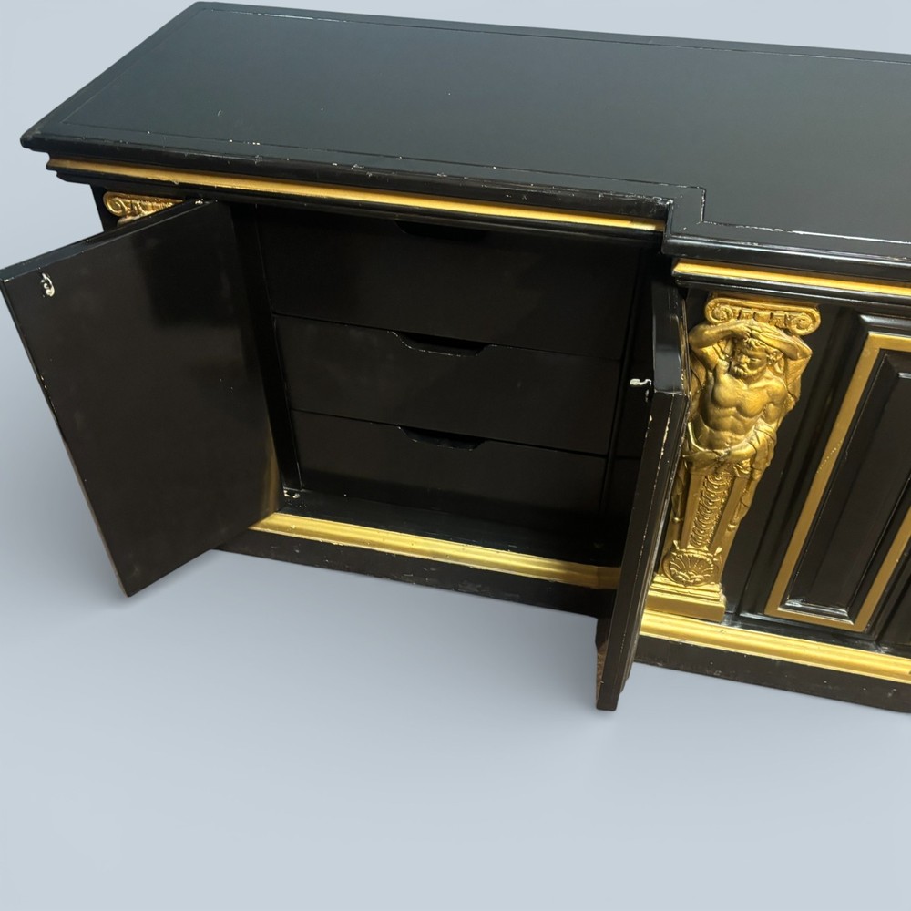 Large Vintage Renaissances Style Ebonized Sideboard