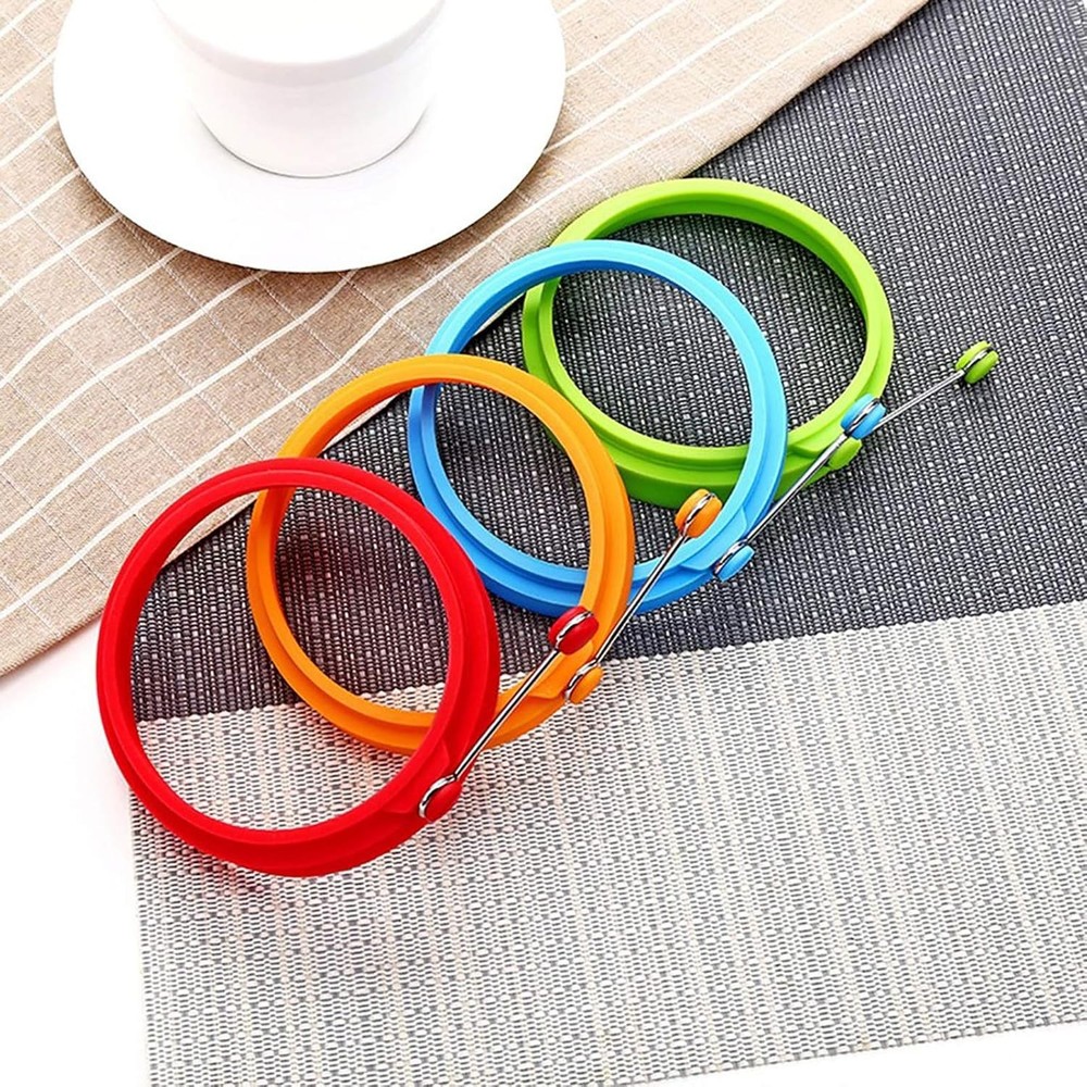 Multicolor Non-Stick Silicone Egg Ring Set - Perfect for Effortless Fried Eggs