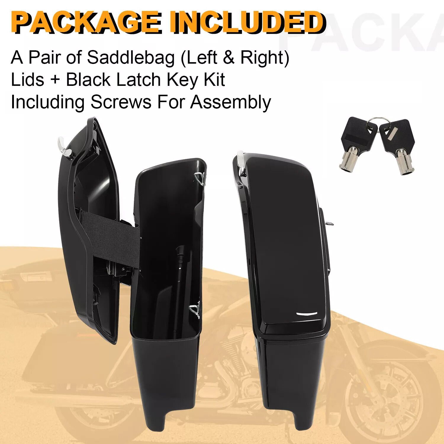 5" Stretched Extended Hard Saddle bags For Harley Road King Street Glide 2014-24