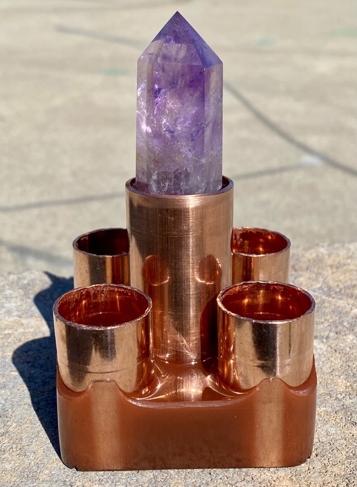 Orgone Cloudbuster with Amethyst Scepter Point - Copper Pipe - EMF Protection