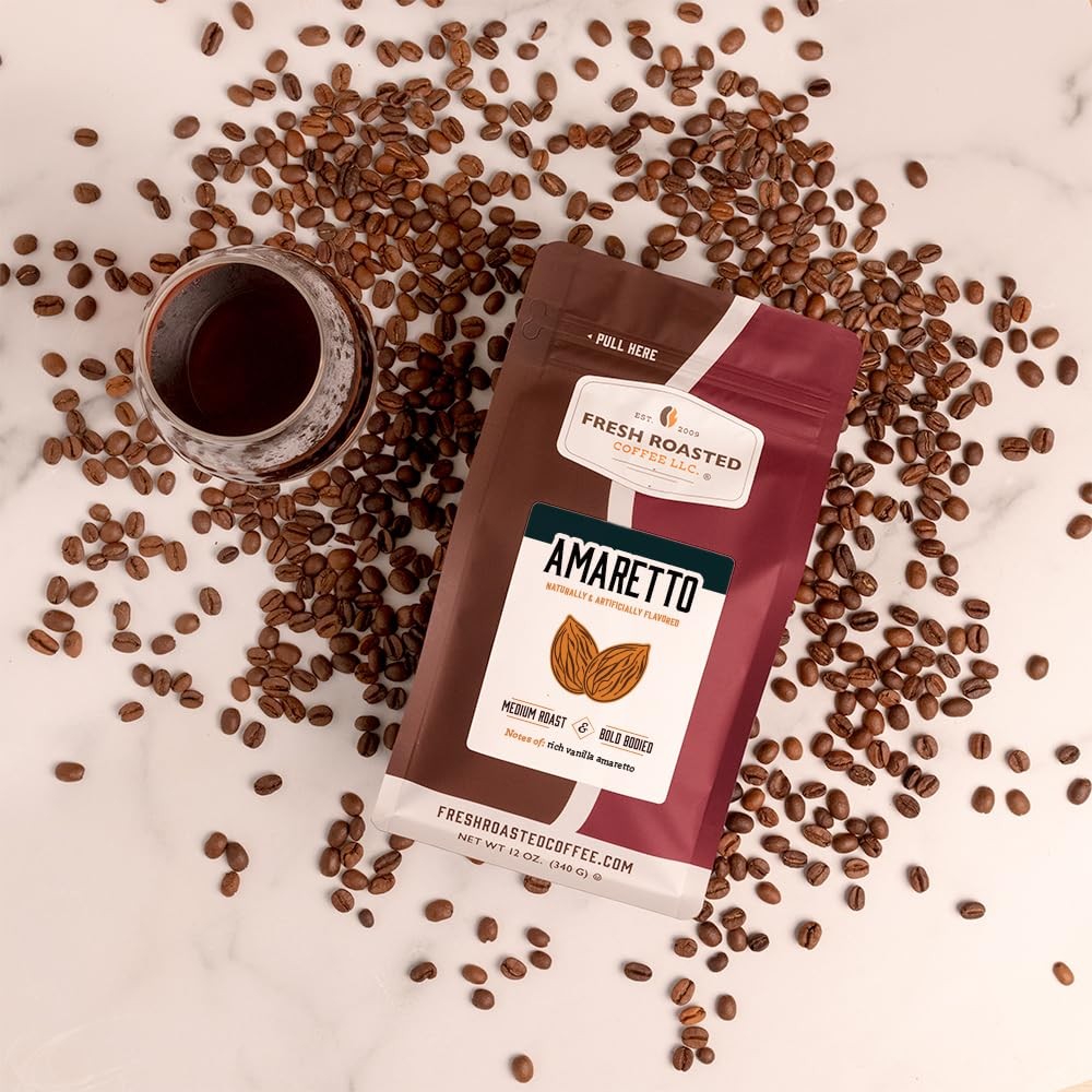 Amaretto Flavored Coffee 12 oz Medium Roast Kosher Whole Bean