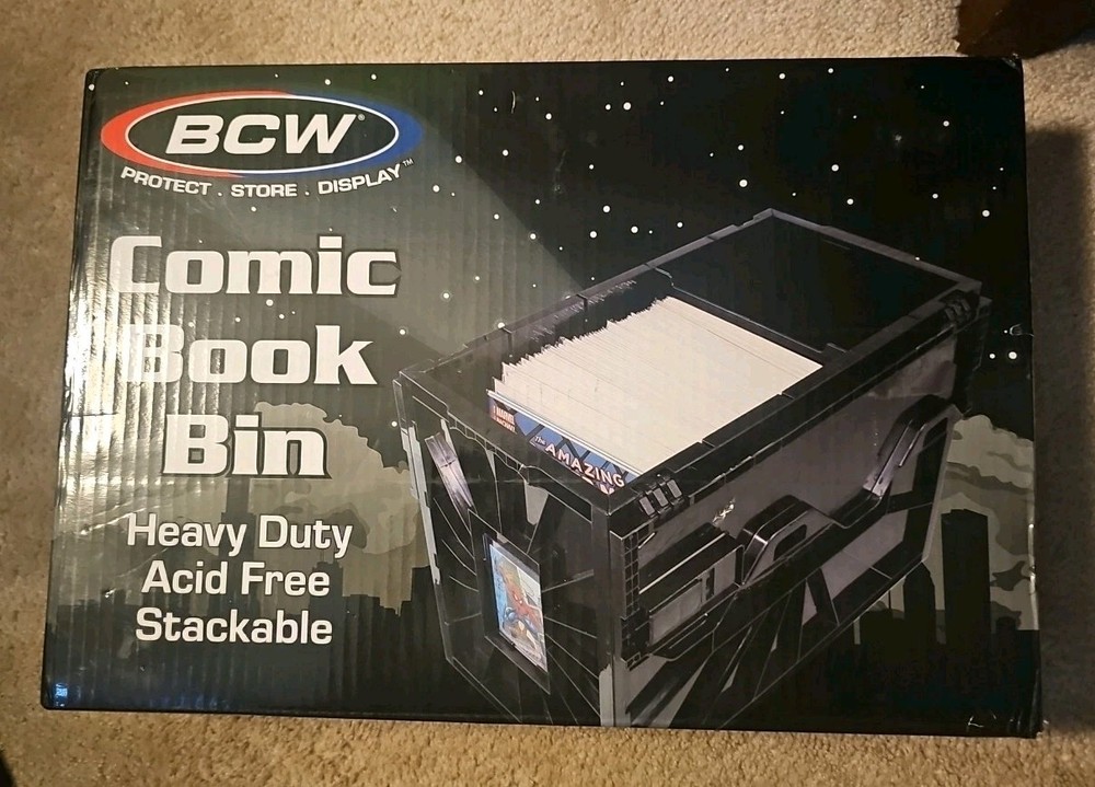 BCW Short Comic Book Bin Heavy Duty Stackable Plastic Box Holds 150 Bagged BCW