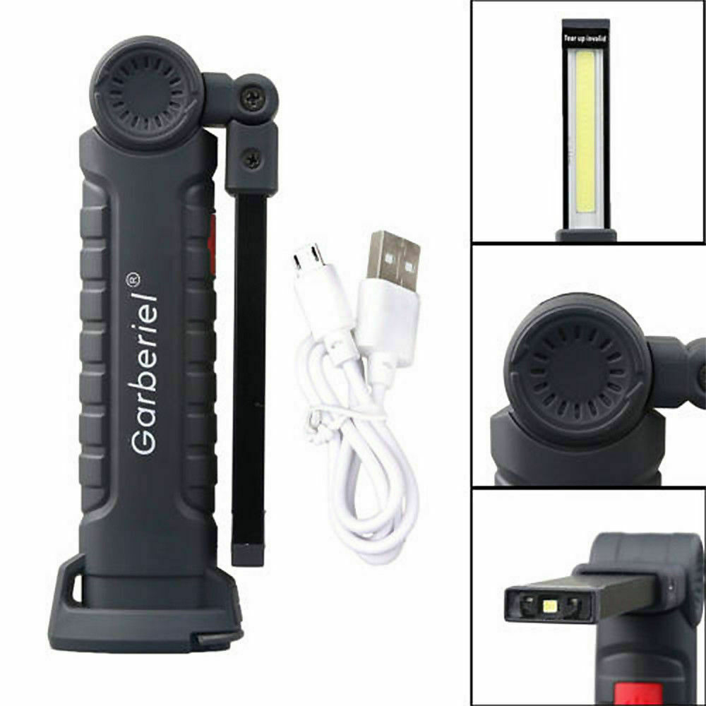 Magnetic Rechargeable COB LED RED Work Light Lamp Flashlight Folding Torch