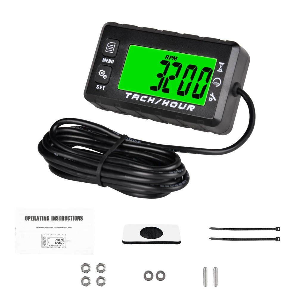 JR-HM058 Digital Hour Meter Tachometer,2 System Options,Countdown Maintenance...