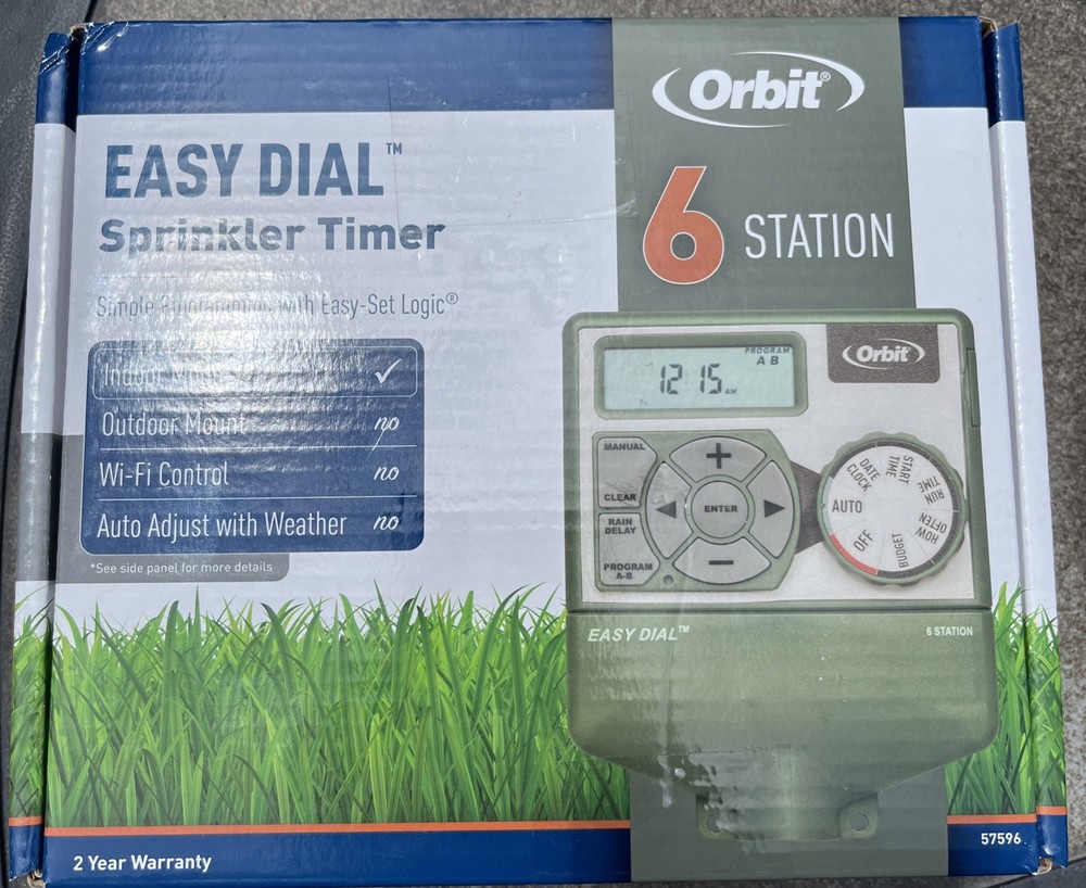 Orbit Easy Dial 6 Station Sprinkler Timer 57596 w/Easy-Set Logic Programming