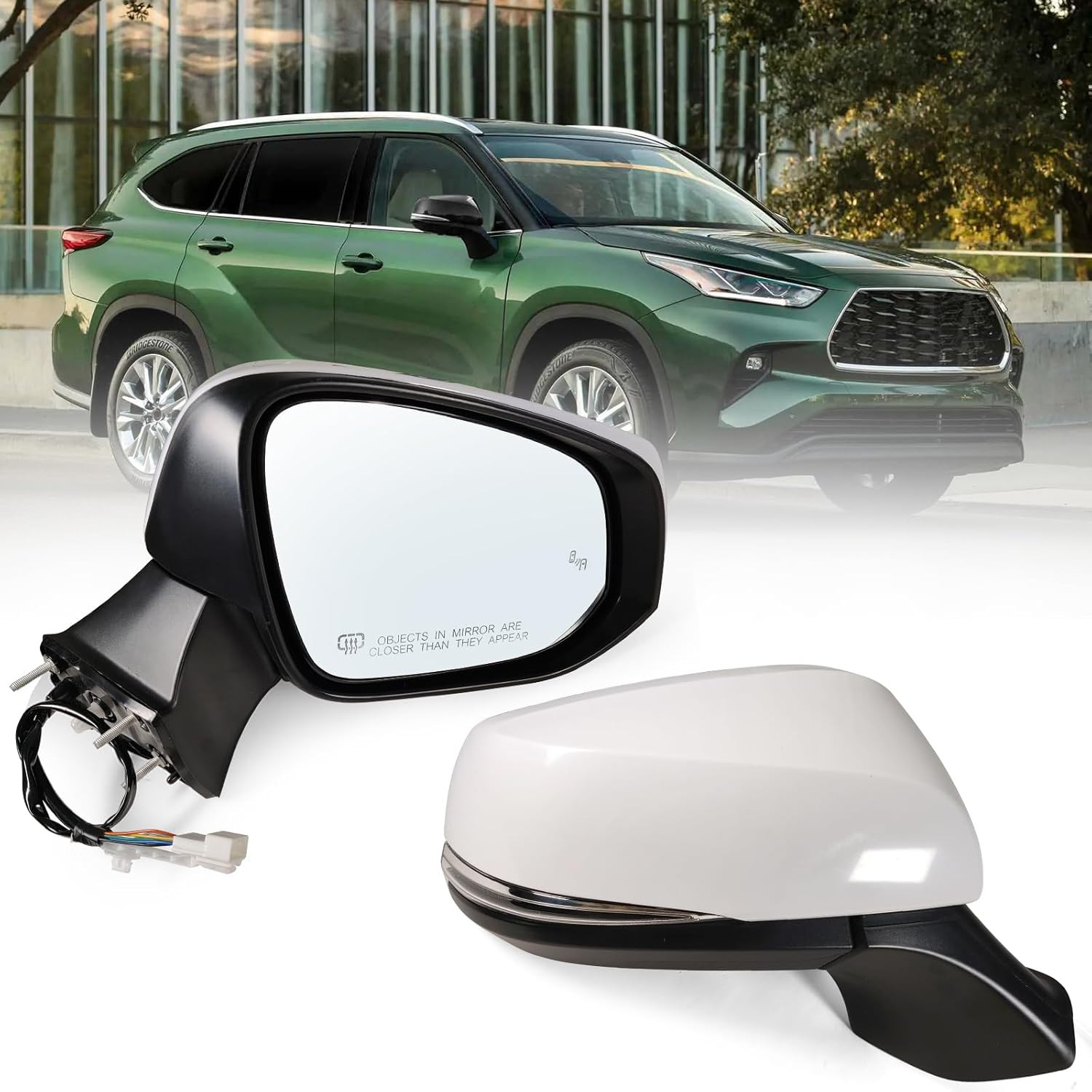 Right Passenger Mirror Fits 2020-2025 Toyota Highlander with Power Glass, Heated