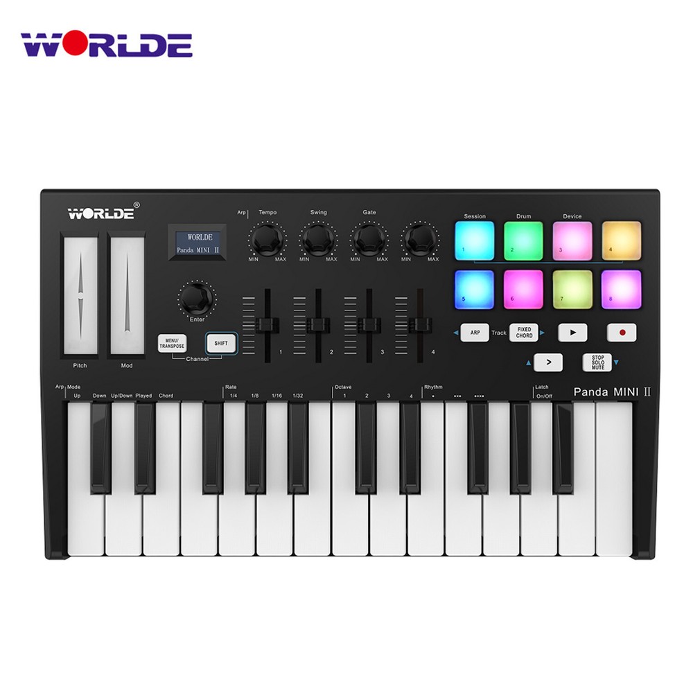 WORLDE Panda MINI II Portable 25-Key USB MIDI Keyboard Controller with Backlit