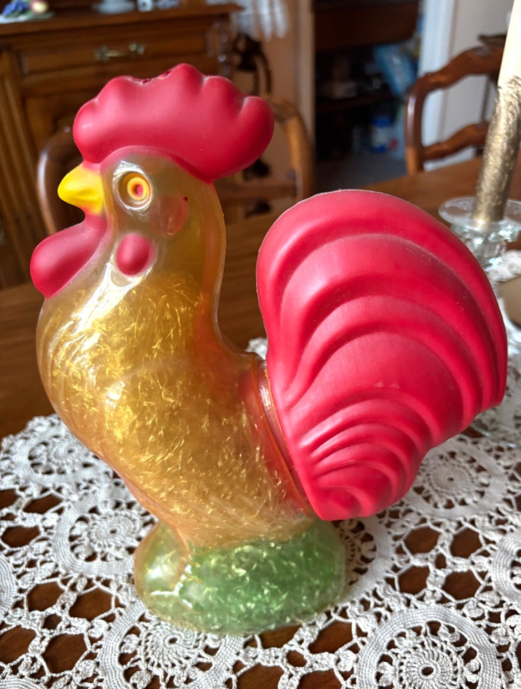 VINTAGE 10.5" ROOSTER CEULOID/PLASTIC CANDY CONTAINER 1940'S