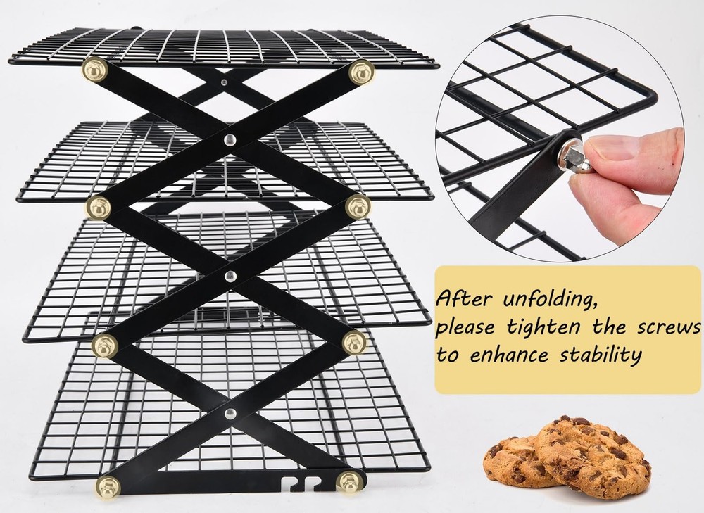 2/3/4-Tier collapsible cooling rack for baking,Folding Cooling Grid,Adjustabl...