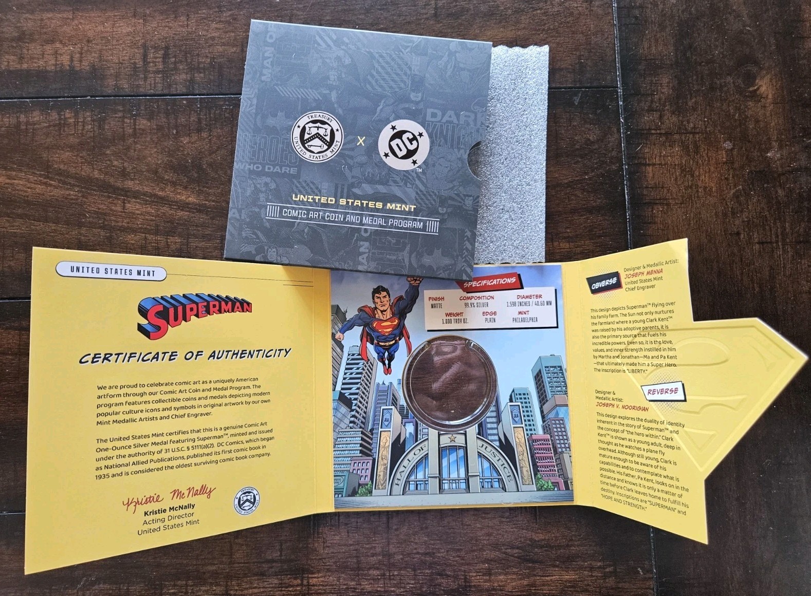 2025 U.S. Mint 1oz Superman Comic Art Coin & Medal Program Folder+COA | No Coin