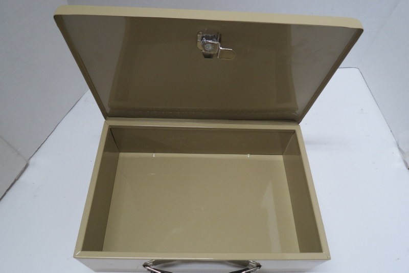 Small Security Box with 1 key, double-walled, insulated, Fire-resistant, beige