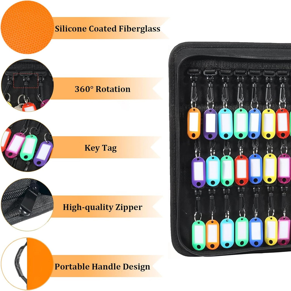 Portable Key Organizer with Handle, Fireproof and Waterproof Key Case, Key Holde
